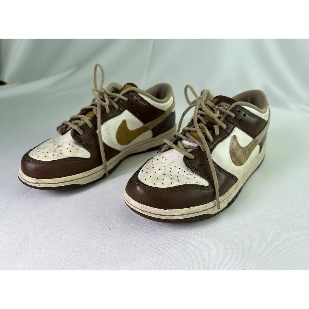 Nike GS Dunk Low Plaid Brown‎ Sail Youth  FV3653-191 Size 6Y EUC